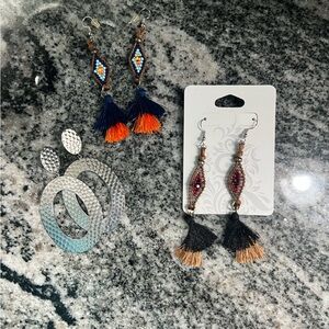 * 4/$20
Beaded Tassel Earrings Set - Multicolor